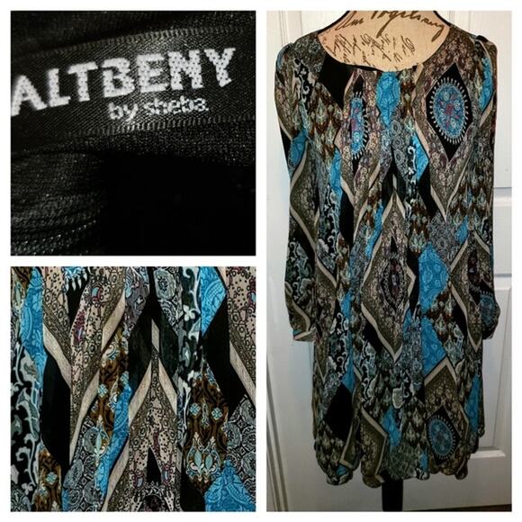 ALTBENY BY SHEBA retro style dress sz L EUC - Picture 1 of 1